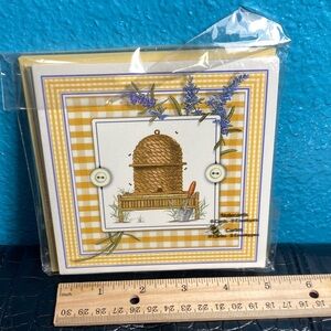 5 for $10: 8 MLT Studios Beehive Themed Notecards + Envelopes BLAK INSIDE ©️2011